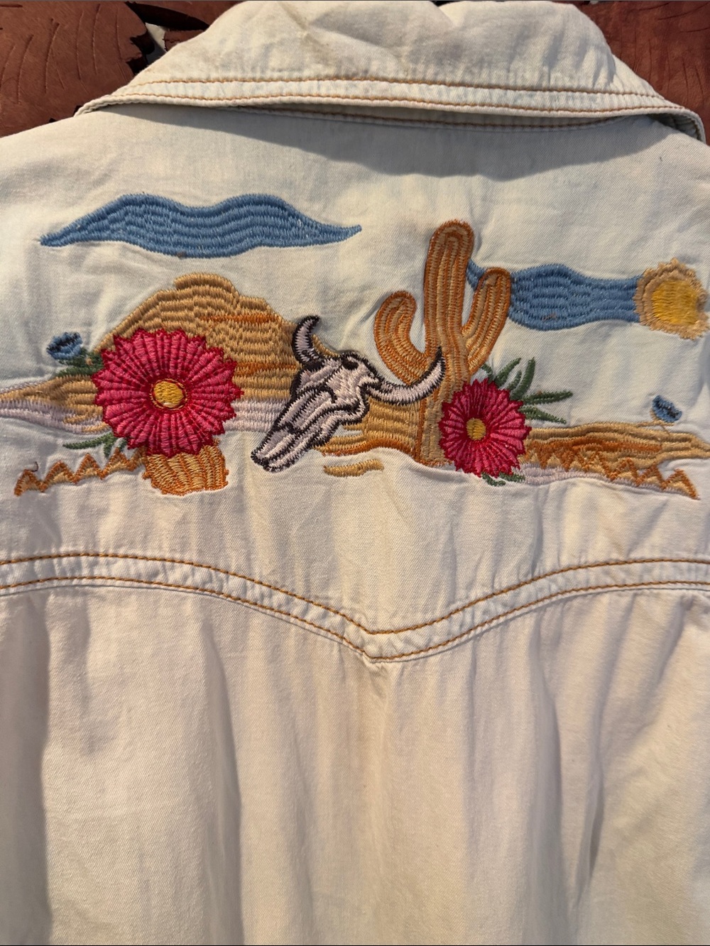Spell & the Gypsy Route 66 Embroidered Light Blue denim western romper - Picture 7 of 10